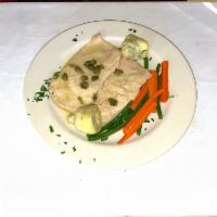 Chicken al Limone Dinner · Served with artichokes and capers in a white wine lemon sauce.