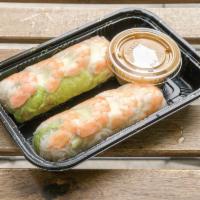 Poached Shrimp Rolls · Fresh greens and rice vermicelli, wrapped in rice paper with peanut butter hoisin sauce. 2 r...