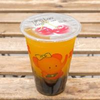 Mango Flavored Bubble Tea · Green tea base. No milk. Prepared with tapioca bubbles.