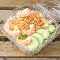 Vermicelli Salad with Shrimp · Rice vermicelli, lettuce, cucumber, mint, and scallion oil topped with crushed peanut and on...