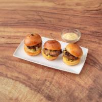 Grass Fed Beef Sliders · Caramelized onions, spicy remoulade.