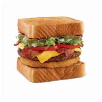 Bacon Cheeseburger Toaster · Comes with BBQ Sauce, Pickles, Onions, Lettuce, Tomato, 1 Onion Ring, on Texas Toast.