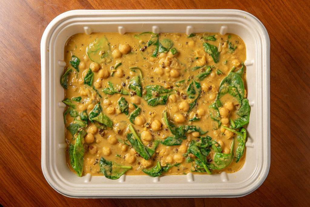 Chickpea Curry (Catering) · Baby chickpeas, black lentils, wilted spinach
