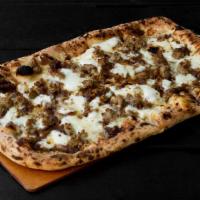 (LG) Taleggio · Fresh Mozzarella, Caramelized Onions, Italian Sausage and Taleggio Cheese