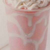 Strawberry Ice Cream Milk Shake · Sweet cream ice cream, strawberries, marshmallow creme and whipped cream.