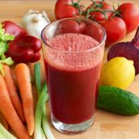 Veggie Juice · Tomato, Celery, Cucumber, Parsley and Beets.
