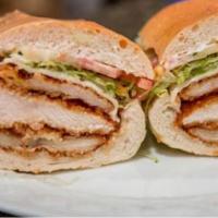 Breaded Chicken Cutlet Sandwich · Cheese, Lettuce and Tomatoes.