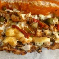 Chicken Cheesesteak · Grilled Chicken w/ Bell Peppers, Onions & your choice of melted cheese.