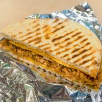 Grilled Chicken Fajita Panini · Grilled chicken, roasted pepper, salsa and cheddar cheese on European flat bread. Served wit...