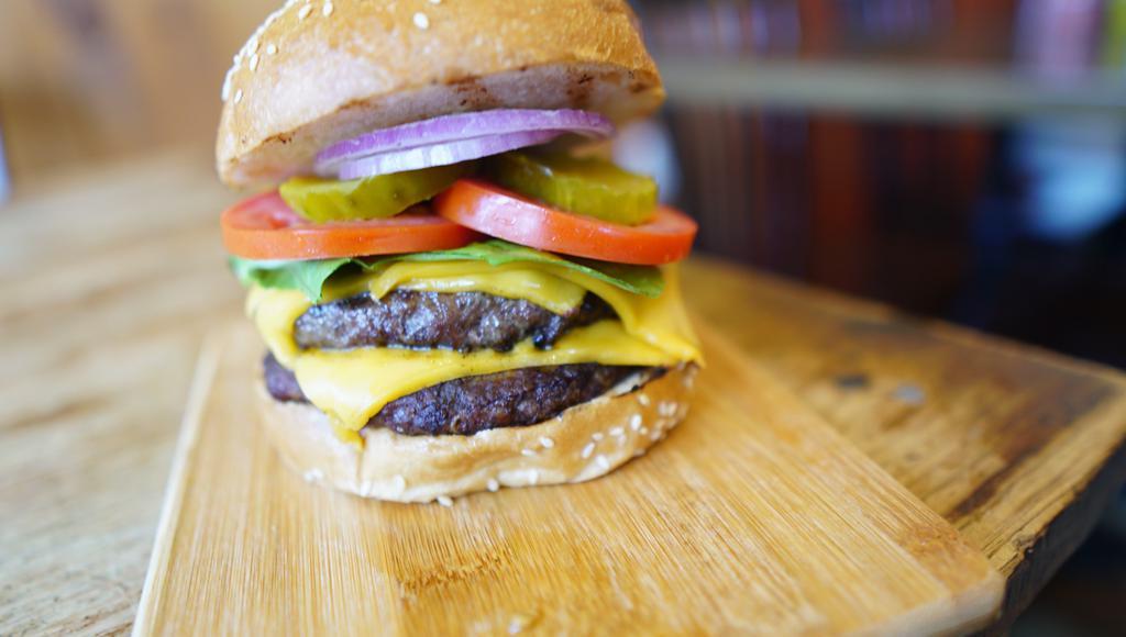 Cheese Burger · Served with lettuce, tomato, red onion and pickles.