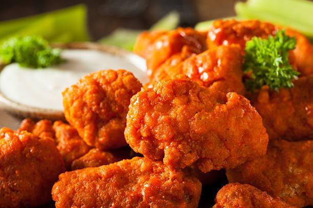 Boneless Wings · Mild, medium, hot, BBQ, hot BBQ, or spicy garlic. Add celery and blue cheese or ranch for an additional charge. 
