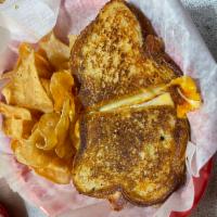 3 Cheese Grilled Cheese Sandwich · Provolone, Swiss, cheddar on sourdough.