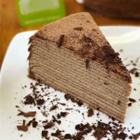 Chocolate crepe cake · A thin pancake.