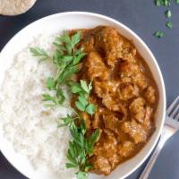 Beef Curry · Cooked with curry sauce (with basmati rice)