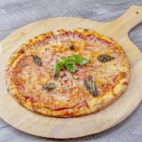 Margherita Pizza · Fresh mozzarella, San Marzano tomatoes and basil.