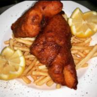 Fish and Chips · Beer battered fish fried golden and served with tartar sauce and fries.