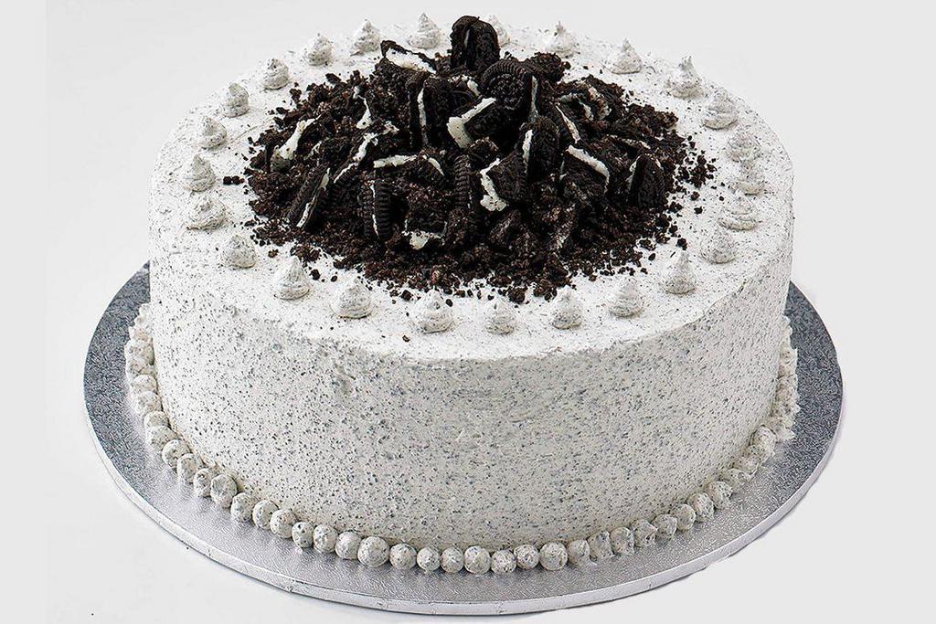 All About the Cookies Ice Cream Cake · One layer of Sweet Cream ＆ Cookies ice cream and a second layer of Milk ＆ Cookies ice cream with a crushed Oreo’s Filling ＆ Crust.

6