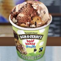 Half Baked Frozen Yogurt · Chocolate ＆ Vanilla Low Fat Frozen Yogurts mixed with Gobs of Chocolate Chip Cookie Dough ＆ ...