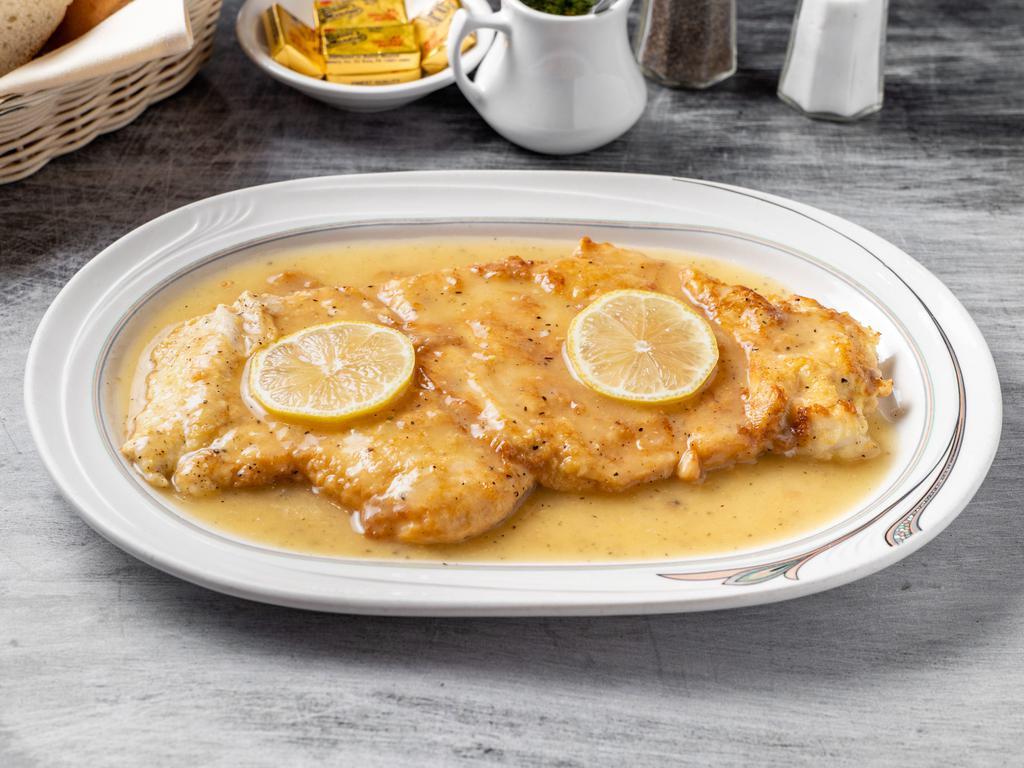 Pollo Frances · Chicken Francois. Chicken breast dipped in egg batter and wheat flour, then sauteed and served in a lemon sauce.