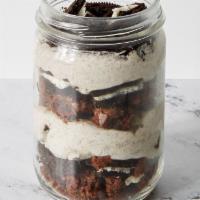 Cookies N' Cream Cheesecake Jar · Oreo cheesecake, brownie bits, Oreo cookie crumble