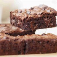 Double Chocolate Chip Brownie · A decadent delight for chocolate lovers. This cakey on the outside, fudgy in the middle brow...
