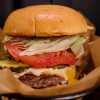 Double Cheeseburger · Served with American cheese, lettuce, tomato, onion, pickles, and special sauce and small Fr...