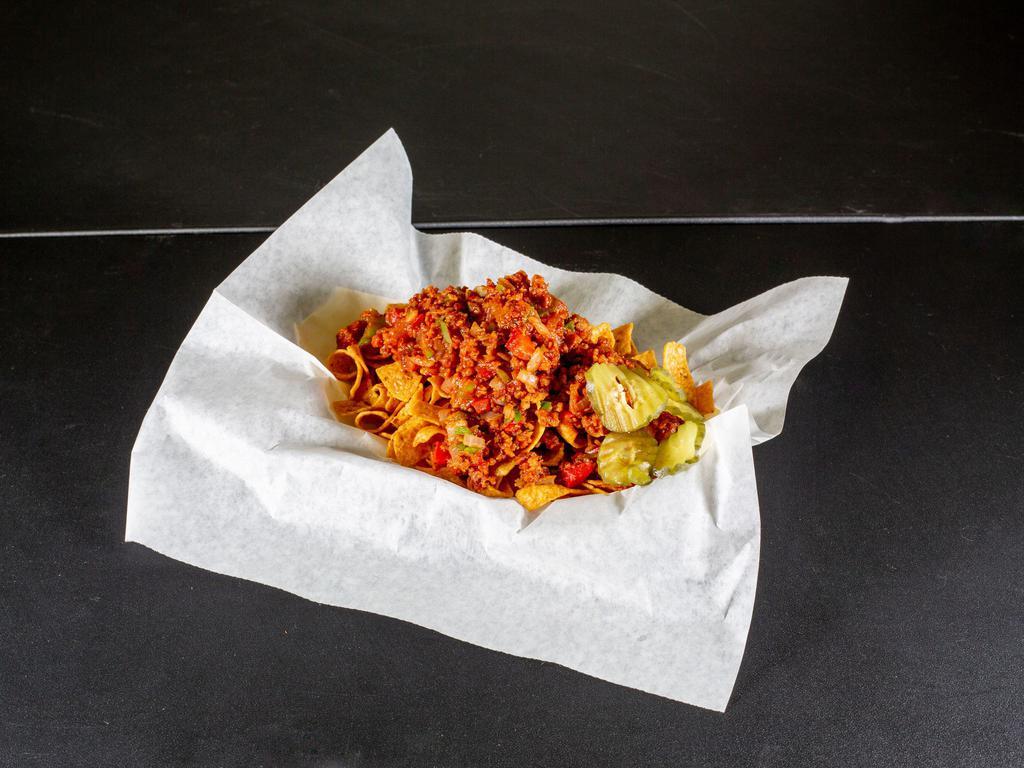 Sloppy Frito Pie · Our delicious variation of the classic frito pie. You'll love it!
