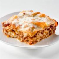 Meat Lasagna · Layered dish with wide flat pasta.