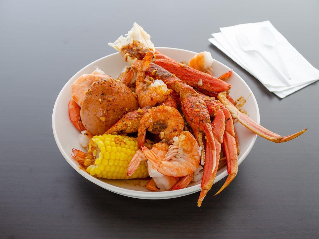 Combo D · 1 lb. snow crab. 1/2 lb. shrimp (no head).