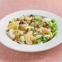 Pear Salad · Mixed greens, walnuts, pears, Gorgonzola, and vinaigrette.