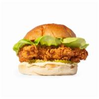 Classic Crispy Chicken Sandwich · Buttermilk fried chicken breast, pickles, garlic aioli, Mike's Hot Honey, lettuce, on and Or...