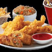 #1. Four Finger Meal · 4 piece chicken fingers, rice or fries, eggroll, large fountain drink and 1 dipping sauce.