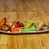 Wings · Served with celery and carrots.