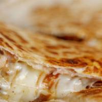 Quesadilla Jesus Maria · 2 flour tortillas stuffed with cheese, Chicken or Steak served with lettuce, sour cream, pic...