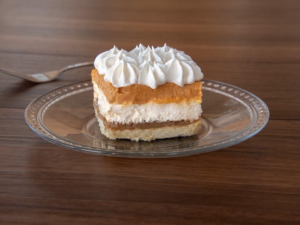 Butterscotch Layer Dessert · Layers of butterscotch pudding, cream cheese filling, a crunchy praline layer and whipped cream on top of a butter and pecan crust.