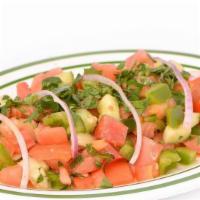 Shepherd Salad · Fresh tomatoes, green peppers, cucumbers, onions, parsley and olive oil lemon juice dressing...