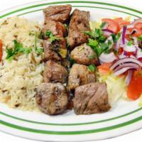 Lamb Shish Kebab 2skw · Special marinated cubes of baby lamb char grilled to delight on skewers.