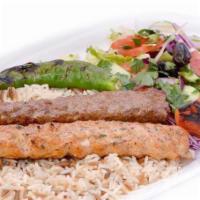 Lamb Adana Kebab 2skw · Special marinated ground lamb flavored with red bell pepper lightly seasoned with paprika.