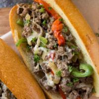 Philly Cheesesteak Sandwich · Steak, cheese, and caramelized onion sandwich. 