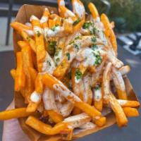Sticky Asian Fries · Choice of sauce placement.