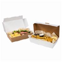 Family Flavor Box · 50 piece box with 4 wing flavors & 3 fry flavors. Substitute fries for onion rings.