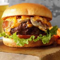 Mc Donald Hell Burger Meal · 8 oz. beef patty, bacon, mayo, homemade sauce, lettuce, tomato, grill onions, pickle, Swiss ...