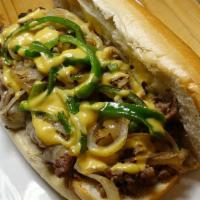 Steak Philly · Grilled onions, peppers and mushrooms, choice of cheese whiz or any of our Boar's head chees...