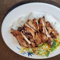 Chicken Teriyaki Plate · Teriyaki chicken, white rice, steamed veggies (cabbage, shredded carrots, shredded broccoli)