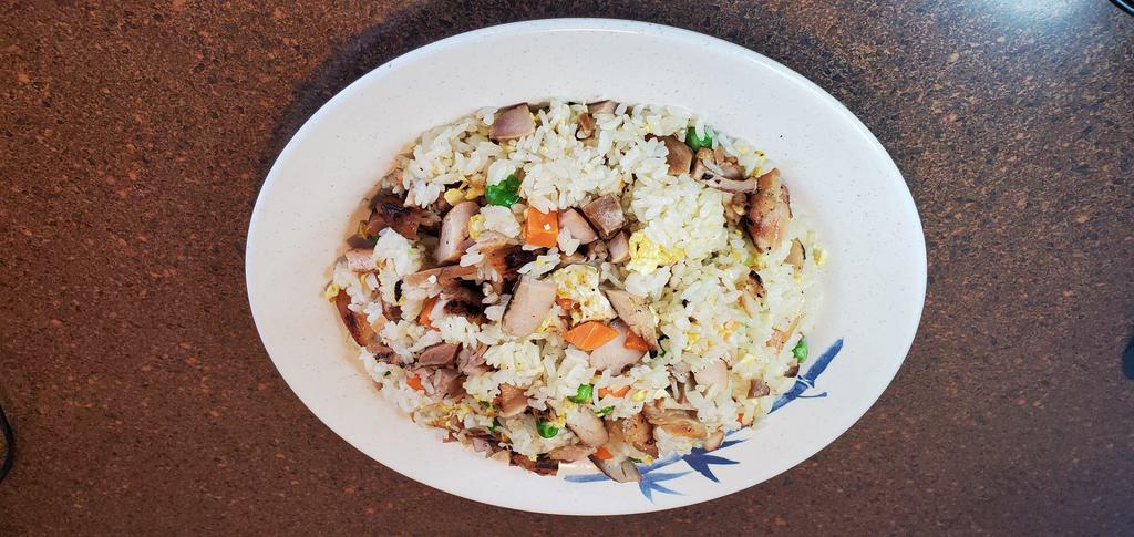 Chicken Fried Rice Specialty Plate · Teriyaki chicken, carrots, snow peas, eggs, and white rice topped with our teriyaki sauce.