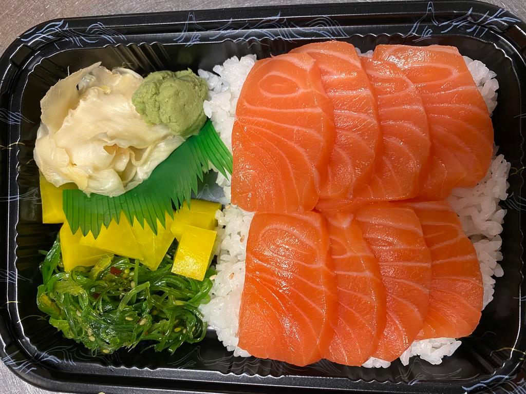 Salmon Don · Served with miso soup or salad.