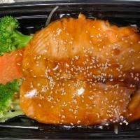 Salmon Teriyaki · Served with a choice of rice.