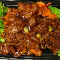 Orange Beef · Lightly battered and deep fried slices of tender beef tossed in a sweet and spicy aromatic o...