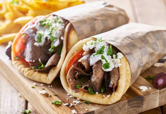 Gyro with Fries and Soda · Served With fries and soda.