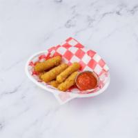 Mozzarella Sticks · 6 pieces. Strips of mozzarella cheese lightly breaded and fried to a golden brown and served...